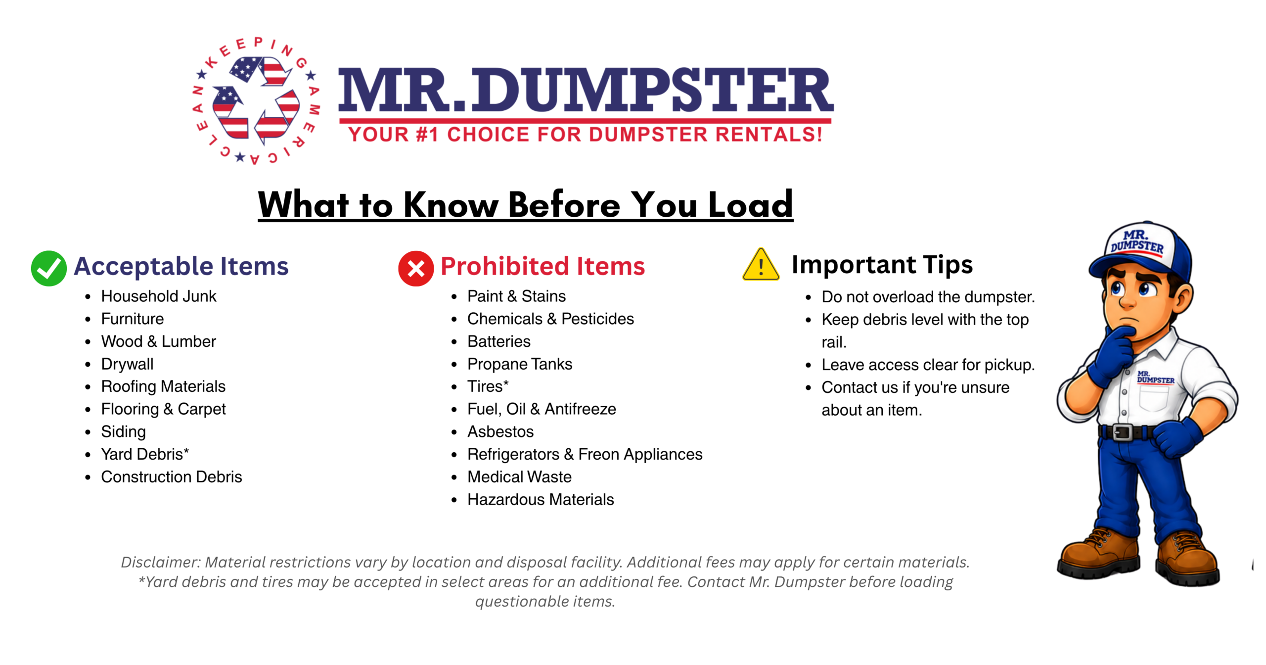 What can and can't go in a dumpster